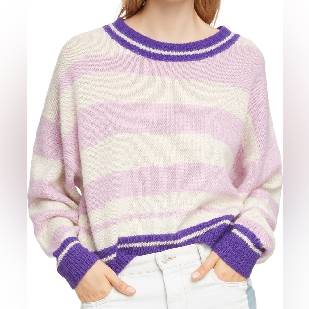 Isabel Marant Etoile Glowy Striped Alpaca-Blend Purple Striped Sweater